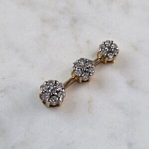 Womens Vintage Estate 10K Yellow Gold Diamond Pendant 2.2g E3982